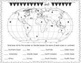 Label the Continents and Oceans Social Studies SOL 3.5