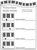 Label the Keys-Music Notes Worksheets. Beginning Piano Mus