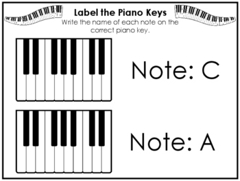 label the keys worksheets beginning piano music preschool 2nd grade