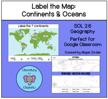 Preview of Label the Map: Continents & Oceans DIGITAL