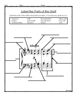 Preview of Label the Parts of the Staff - Label the Staff Worksheet