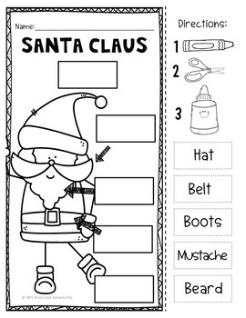 Label The Picture - Santa & Friends By Alli's Preschool Adventures