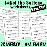 Label the Solfege Worksheets - Bass Clef, Major Scale, FM GM DM