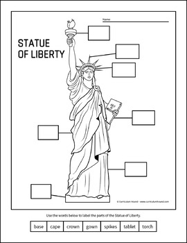 Label the Statue of Liberty Diagram Activity + Symbol Matching Worksheet