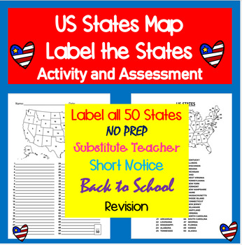 Preview of 50 State Labeling Challenge: US Geography Map Activity