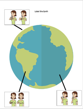 Preview of Label the earth with ASL!! Early Geography for Young Kids