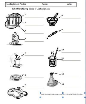 Label the lab equipments worksheet by Life in the Middle DebCouture