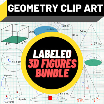 Preview of Labeled 3D Figures Bundle – Prisms, Cylinders, Cones, Spheres & Pyramid Clip Art