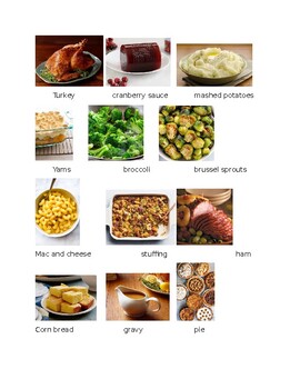 Preview of Labeled Thanksgiving Foods