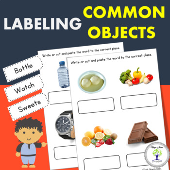 Preview of Labeling 108 Common Objects Cut and Paste Activity