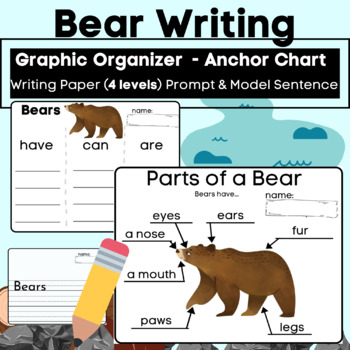 Labeling Brown Bear Writing Center and Informative Prompt | TPT