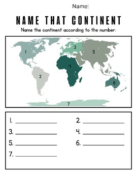 Preview of Labeling Continent and Ocean Worksheet Quiz Homework | Geography | Word Bank