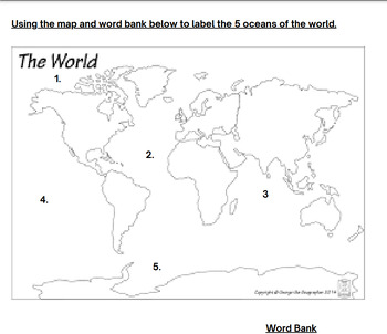 Labeling Continents and Oceans by Middle School History Girl | TPT