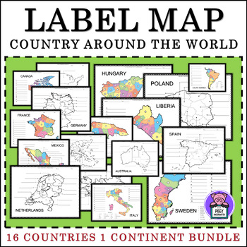 Preview of Labeling Map Quiz Countries Around the World - BUNDLE