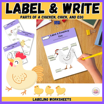 Preview of Labeling Pictures | Parts of A Chicken | Spring Writing Activities