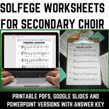 Preview of Labeling Solfege Worksheets for Middle School Choir and High School Choir Sub
