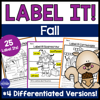 Preview of Fall Labeling a Picture(s), Label the Picture Sentence Writing Kindergarten