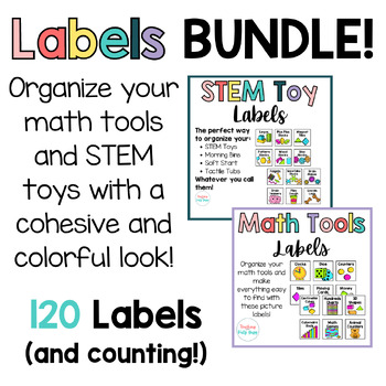 Preview of Labels BUNDLE! | STEM Toy Labels | Math Tools, Math Manipulative Labels