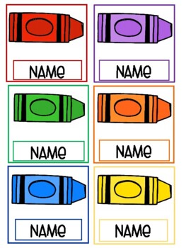Labels- Crayons (Primary Colors) by L, M, N, O, Pink | TPT