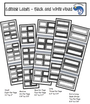 Preview of Editable Black and White Labels