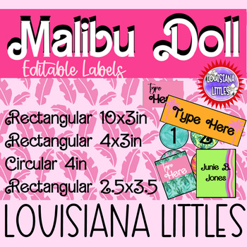 Preview of Labels Editable | Malibu Doll