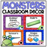 Classroom Supply Labels in a Monsters Classroom Decor Theme}