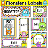 Monster Theme Labels and Templates for Classroom Jobs, Bin