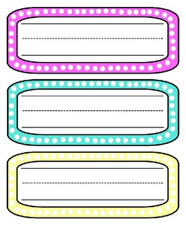 Preview of Labels Name Tags Pastel Colors Size Editable Polka Dot