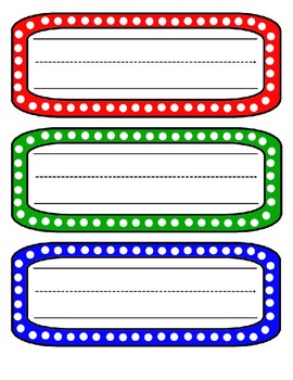 Preview of Labels Name Tags Primary Colors Size Editable Polka Dot