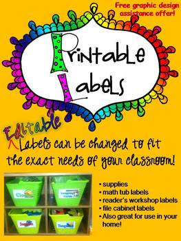 Preview of Labels - R.E.A.L. pictures on each label - EDITABLE Classroom Labels