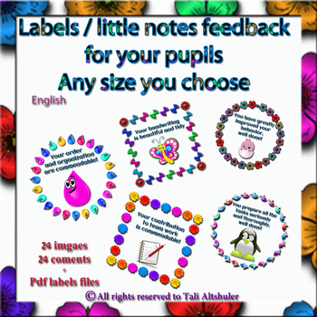 Preview of Labels Stickers feedback to Pupils - English