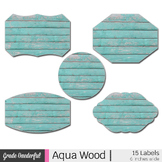 Rustic Wood Labels, Aqua Tags, Wooden Frames
