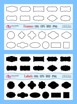 Preview of Labels and Frames SVG, Eps, Dxf, Png.
