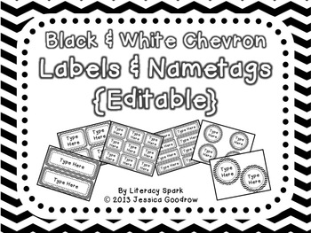 Labels And Or Name s Black White Chevron Editable By Literacy Spark