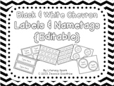 Labels and/or Name Tags - Black & White Chevron {Editable}