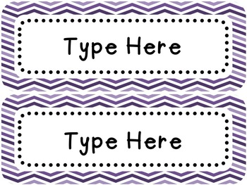 Labels and/or Name Tags - Purple & White Chevron {Editable} by Literacy ...