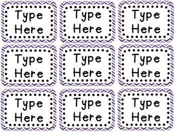 Labels and/or Name Tags - Purple & White Chevron {Editable} by Literacy ...