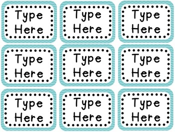 Labels and/or Name Tags - Turquoise Chevron {Editable} by Literacy Spark