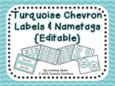 Labels and/or Name Tags - Turquoise Chevron {Editable}