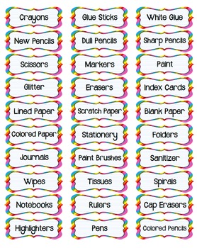 labels for classroom organization supplies manipulatives primary