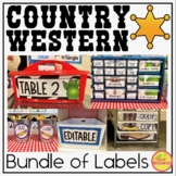 Classroom Supply Labels in a Country Western Classroom Dec