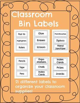 Preview of Labels for Classroom Tubs or Bins