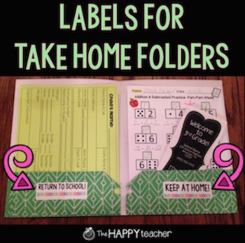 Labels for Homework Folders / Take Home Folders {FREE!}