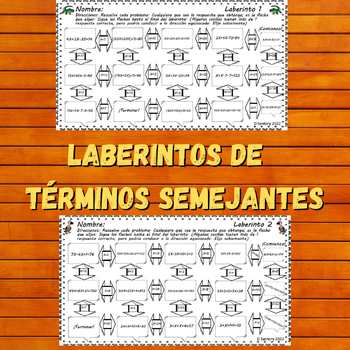 Preview of Laberintos de Términos Semejantes: Matemáticas de 6mo, 7mo and 8vo Grado