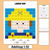 Labor Day Activities Math Mystery Picture Addition 1-10 Co