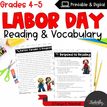 Preview of Labor Day Activities Reading Comprehension Upper Elementary