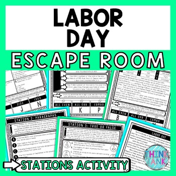 Preview of Labor Day Back to School Escape Room Stations - Reading Comprehension Activity