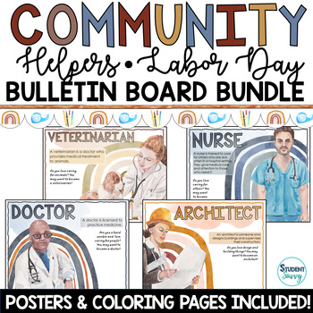 Preview of Labor Day Bulletin Board Labor History Month- Career Coloring Pages Activities