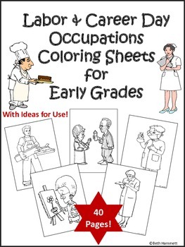 Preview of Labor Day / Career Day Coloring Sheets for Early Grades