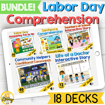 Preview of Labor Day Comprehension Boom Cards Bundle